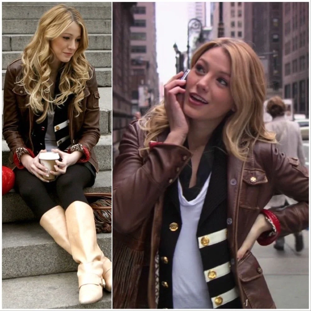 ASO Serena van der Woodsen Leather Tory Burch Jacket - 8